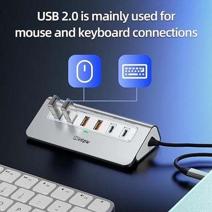 intpw P9 PRO USB C Hub 10Gbps, 9-in-1 USB C Docking Station with 4K@60Hz HDMI, Type-C & 2 Type-A 3.2, 2 USB-A 2.0, PD 100W, SD/TF Port,Aluminum USB Hub for Laptop, iPhone 17 Series, MacBook Air/Pro