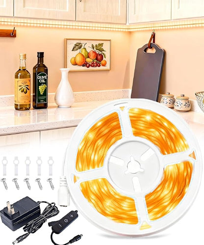 Aalnfe Under Cabinet Lighting 20Ft LED Strip Lights Kit with Dimmer Control for Kitchen, Cabinet, Shelf, Counter 360 LEDs Rope Light Flexible Cuttable Light Strips for DIY