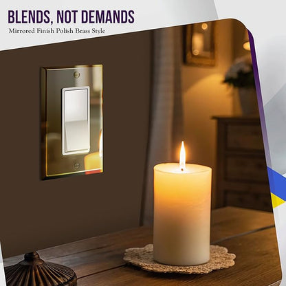 ENERLITES Decorator Switch or Outlet Metal Wall Plate, Stainless Steel Outlet Cover, Corrosion Resistant, Size 1-Gang 4.50" x 2.76", Stainless Steel 201, 7731-PB, Polished Brass, Gold