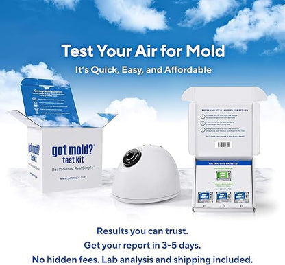 3 ROOM KIT | Test Your Air! Professional Quality Mold Test Kit for Home - All Fees Included - 1, 2 & 3-Room Test Kits & Refills - Reusable BioVac™ Air Sampler - Full Mold Type & Quantity Analysis
