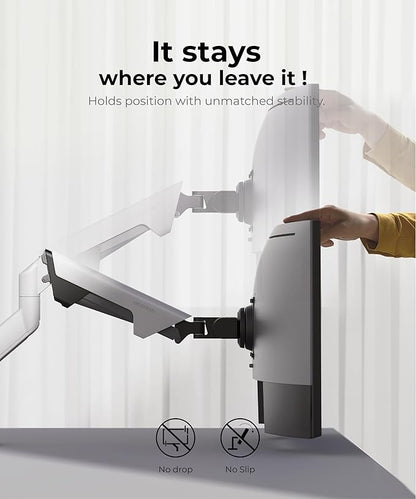Modernsolid Heavy Duty Ultrawide Monitor Arm with RGB Lighting & USB Charging, Fits 34 to 49 inch Curved Screens, Supports 14 to 38 lbs, Adjustable Desk Mount, Compatible with Gaming Setup, White