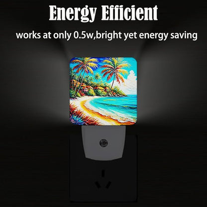FSHVQKD Seaside Town Night Light,Plug Into Wall Decor for Stairway,Hallway,Kitchen,Dusk to Dawn Sensor Nightlights for Boys/Girls/Women/Men Room Gifts