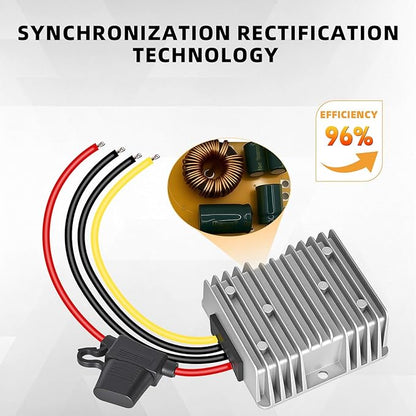 ikkwmei DC-DC Professional 48V 36V to 12V Voltage Regulator, 240W 20A for Golf Cart Converter, Waterproof DC Convert Regulator Transformer with Fuse