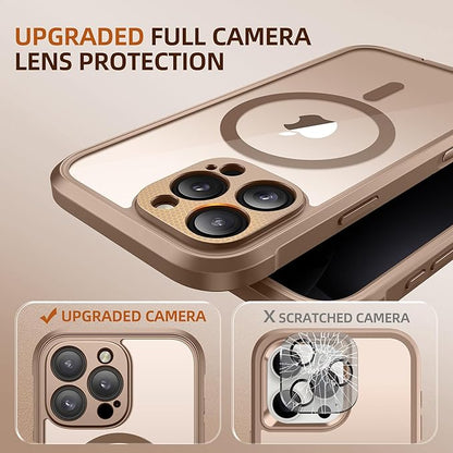 BERFY Magnetic for iPhone 16 Pro Case, Compatible with MagSafe, Built-in Privacy Screen Protector and Upgraded Camera Protection, Anti-Spy Full Body Shockproof Phone Case for 16 Pro 6.3", Desert Gold
