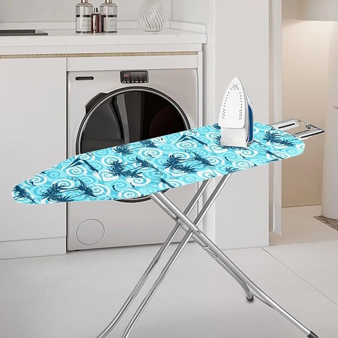 ZCFYGDX 14" x 45" Ironing Board Cover Scorch Resistant,Wear & Soil Resistant Covers, Easy Installation Elastic Edges 3 Fasteners,Lightweight & Breathable Coconut Tree Sailboat Print Size-S