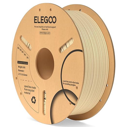 ELEGOO PLA Filament 1.75mm Beige 1KG, 3D Printer Filament Dimensional Accuracy +/- 0.02mm, 1kg Cardboard Spool(2.2lbs) 3D Printing Filament Fits for Most FDM 3D Printers