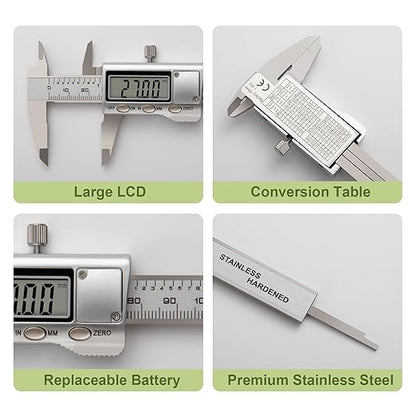SCITOOLS All-Metal Small Digital Caliper 0-4" Mini Measuring Tool, Micrometer Caliper with Auto-Off Feature, Interchangeable Between inches and millimeters for DIY/Household and 3D Printing