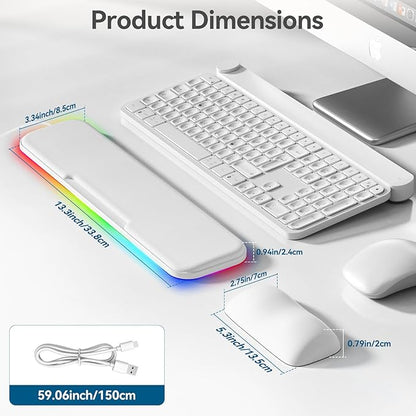 KONDOUND 2-in-1 Heated Wrist Rest Set, Ergonomic Memory Wrist Pad with RGB Lights and Non-Slip Base, Keyboard Mouse Wrist Rest for Computer Laptop Office Work and PC Gaming