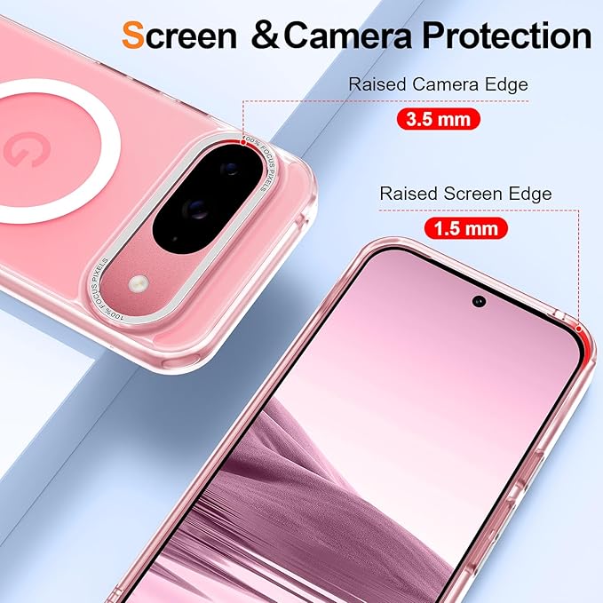Magnetic for Google Pixel 9/Pixel 9 Pro Case, [Military Grade Drop Protection] [Compatible with MagSafe] Shockproof Slim Translucent Matte Anti-Slip for Women Girls Men Case, Clear