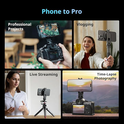 SMALLRIG AC-10 Magnetic Attachable Phone Clamp, Phone Mount with Cold Shoe Mount and 1/4"-20 Threaded Hole, for iPhone 17/16 / 15/14 / 13/12 Series, 90° Tilt for Recording, Live Streaming-5283