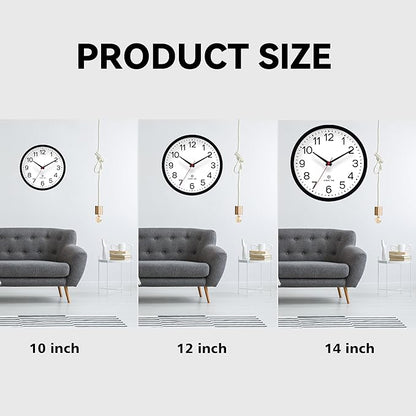 AKCISOT Atomic 12 Inch Wall Clock Analog Clocks for Indoor Kitchen, Battery Operated Clock for Bedroom Office Classroom Living Room(Black)