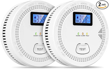 2 Packs, 2 in 1 CO & Smoke Detectors,Carbon Monoxide Detectors,Smoke Detector Battery Powered,（Include 3 * 1.5V AA Battery）,85 db Smoke Alarm,Fire Alarm,Easy Install,Portable