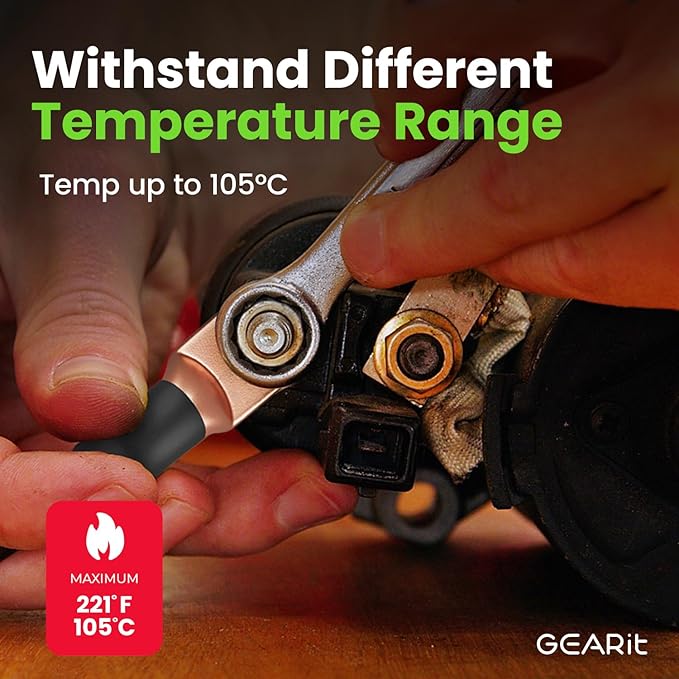 GEARit 8 Gauge Ground Wire Kit, CCA, (25FT Each - Black and Red) All-in-One Kit: Crimping Tool, Cutter, 15 Lugs, and 20 Heat Shrink Wrap