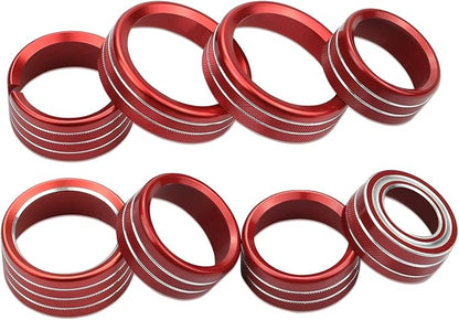 Kujunpao Radio Fan Climate Auto Menu Knob Control Button Trim Center Console Knob Cover Decor Fit for 2014-2018 Chevy Silverado & GMC Sierra Accessories 8pcs(Red)
