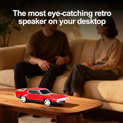 WSTER Retro Car Bluetooth Speaker with HD Stereo Sound, TWS Pairing, LED Party Lights, Built-in Microphone, Portable Wireless American Vintage-Style Bluetooth Speaker for Home, Office & Outdoor (Red)