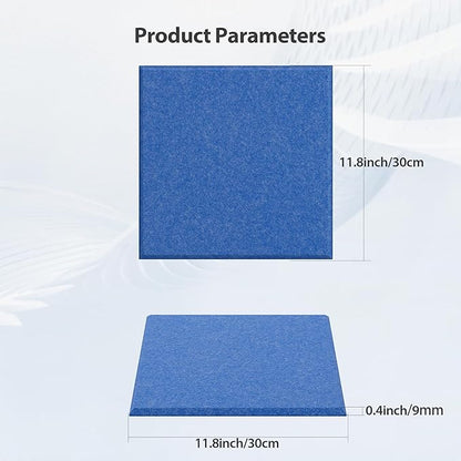 Amantech 12 Pack Acoustic Panels Self Adhesive Sound Proof Foam, High Density Sound Acoustic Panel, 12X12X0.4 Inch Square Panels in Home, Office, Reccording Room, Studio,and more(Sky Blue)