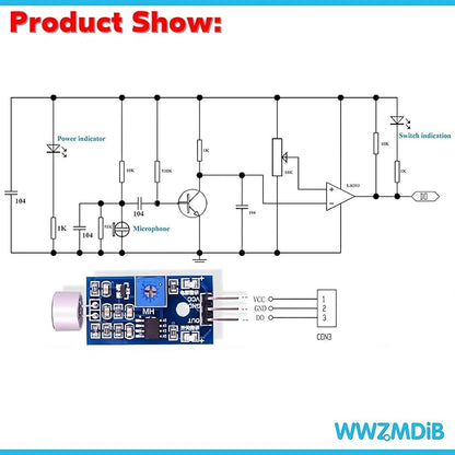 WWZMDiB Sound Sensor Compatible with for Arduino DIY Detecting The Presence and Absence of Sound via a Microphone (10 Pcs)