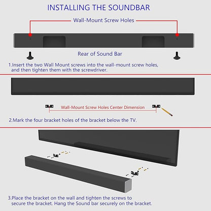 Vdsvksd Sound Bar Mounting Bracket,SoundBar Wall Mount Brackets for Vizio Soundbar Mounted Under or Above TV,Fits Most of Sound Bars,Soundbars Mounts Brackets with Hardware Kit
