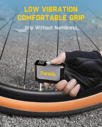 Fanttik X10 Ace Mini Bike Pump with Gauge, 120PSI Electric Tiny Bike Pump with Presta and Schrader Valve, Auto Stop, Fast Inflation for Road Bike