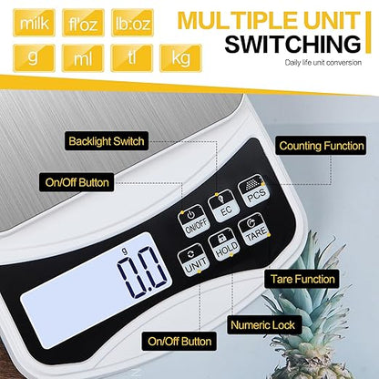 Digital Lab Scale 5000g x 0.1g LCD Display Analytical Balance Jewelry Scale with Charging Precision Electronic Scale Scientific Scale 0.1g Accuracy for Laboratory Kitchen Measurement