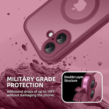 BERFY Magnetic for iPhone 16 Case, Compatible with MagSafe, Built-in Privacy Screen Protector and Upgraded Camera Protection, Anti-Spy Full Body Shockproof Phone Case for 16 6.1", Dark Red
