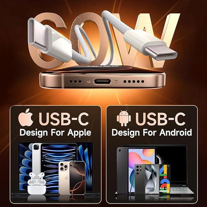 iPhone 17/16/15 Fast Charger,2-Pack USB C 2in1 Dual PD Charging Block with 10FT Long Type C to C Woven Charger Cable for Apple iPhone 17 Pro Max/17 Pro/Air/iPhone 16 Pro Max/16e/15 Pro/15 Plus