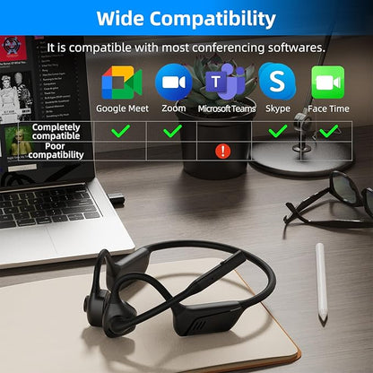 ZIOCOM Air Conduction Headphone, Open Ear Headphone with Mic and Noise Canceling, aptX-LL Bluetooth Wireless Headset with USB-A Dongle, Compatible with PS4/PS5/PC/Online Meeting