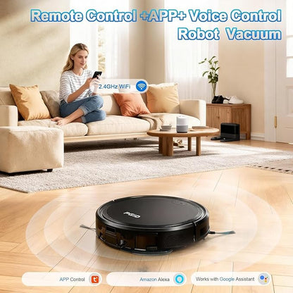 FGID Robot Vacuum and Mop Combo, 2 in 1 Mopping Robotic Vacuum Cleaner w Schedule,Robot Vacuum Self Emptying App/Remote,5000Pa Strong Suction, Slim, Ideal for Hard Floor, Pet Hair, Low-Pile Carpet