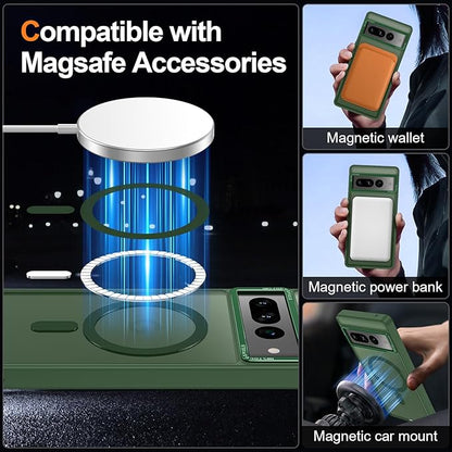 Magnetic for Google Pixel 7 Pro Case, [Military Grade Drop Protection] [Compatible with MagSafe] Shockproof Slim Translucent Matte Anti-Slip for Women Girls Men Case, Forest Green