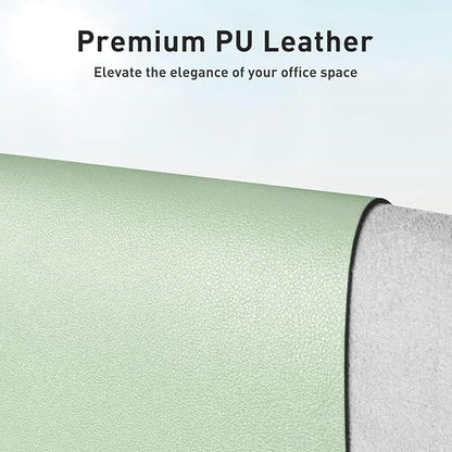 Aothia Large PU Leather Desk Pad Protector – Non-Slip Mouse Pad & Writing Mat for Office/Home, Waterproof, Easy to Clean (36" x 17", Aqua)