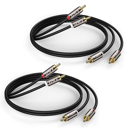 J&D RCA Cable, (2 Pack) Gold-Plated RCA Audio Cables, 2RCA Male to 2RCA Male Stereo Audio Cable for Speaker, HiFi Systems, Home Theater, Amplifiers,TV, 15 Feet