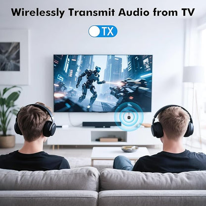 Airplane Bluetooth Transmitter Receiver for 2 Compatible w/AirPods Wireless Headphones, HD Display Low Latency 3.5mm AUX Jack 5.3 Bluetooth Audio Adapter for TV, Flying, Car, Gym, Stereo