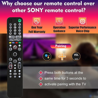 Universal Backlit Remote for Sony TV, for All 2019-2025 Sony Remote Control for Smart TV with Voice Control, Replacement Remote for Bravia XR/XBR/KD Series Google TVs, Backlight, 1 Year Full Warranty