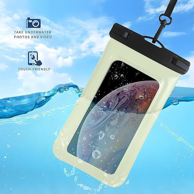 Floatable Soap Bubble Waterproof Phone Pouch/Case with Crossbody Lanyard for iPhone 16 Pro Max/15 Pro/14/13/12, IP68 Cellphone Dry Bag Beach Cruise Ship Essentials, 1 Pack-Mint Green-7″