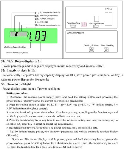 Frienda Dc 12v 24v 36v 48v 72v Battery Meter with Alarm Battery Capacity Indicator Monitor Voltage Meter and Lithium Ion Indicator(Green Light)