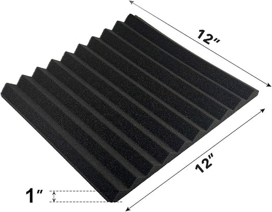 JBER Sound Proof Foam Panels Studio Acoustic Foam Panels, 48 Pack 1" X 12" X 12" Soundproofing Wedges Sound Proof Padding Fireproof Acoustic Treatment for Home Office - Black