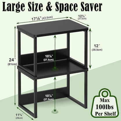 MARTY Desktop Printer Stand 2 Pack Printer Stand with Storage for Desk, Shelf Organzier for Home/Office Printer Riser Under Desk Small Table for Fax Machine Scanner(Black)