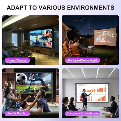 VntB 100 inch Projector sreen and Stand, Outdoor Indoor Projector Screen16:9 Foldable Portable Projector Screens for Movie Night Support Double Sided Projection