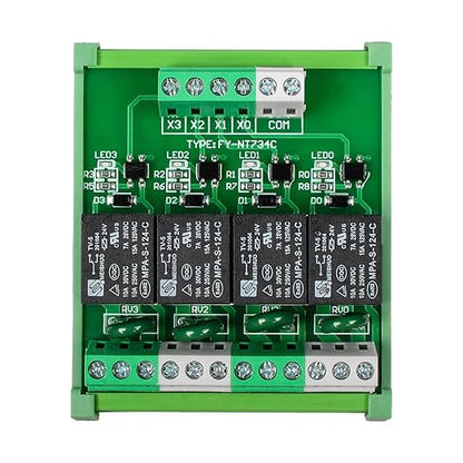GUETNEU Relay Board, Relay Module 4 Channel 1 SPDT DIN Rail Mount 24V DC/AC, Interface Board(FY-T734C-D24)