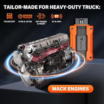 DPF Regeneration Scanner for Truckers, Emergency Reset Device, Diesel Diagnostic Scan Tool, Compatible with Mack Engines, Perform On-The-Road DPF Regen, Includes Lifelong Updates