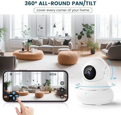 litokam Security Camera Indoor 2K, 360 Pan/Tilt Cameras for Home Security with Motion Detection, Baby Monitor for Pet/Dog with Night Vision, 2.4GHz WiFi Cam with Phone App & 2-Way Audio