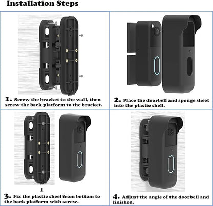 Blink Doorbell Mount, Angle Adjustable Mount for Blink Video Doorbell 2nd Gen (2025 release), Full Protection Mounting Bracket for Blink Doorbell Camera, Wider Viewing Range (Black)