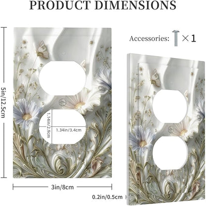 Bvtewkhz Boho Floral Wild Flower Floral Duplex Outlet Decorative Light Switch Covers Electrical Faceplate Switch Plates for Bathroom Kitchen Home