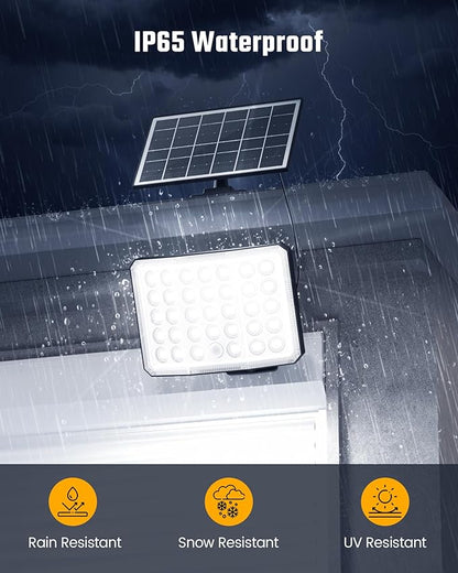 ONLYWIN Solar Lights Outdoor Bright Solar Dusk to Dawn Light with 3000mAh Battery, IP65 Waterproof Remote Control Outdoor Light, 3 Working Modes for Garage, Porch, Patio, Shed, 1-Pack