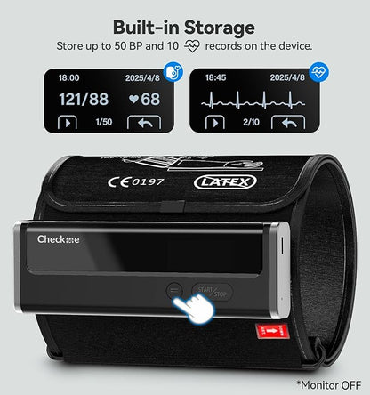 Checkme WiFi Blood Pressure Monitor for Home Use, Bluetooth Automatic Arm Cuff, Smart Digital BP Machine, Wireless Portable USB Rechargeable with X3 Accuracy Function, Free APP for iOS & Android Black