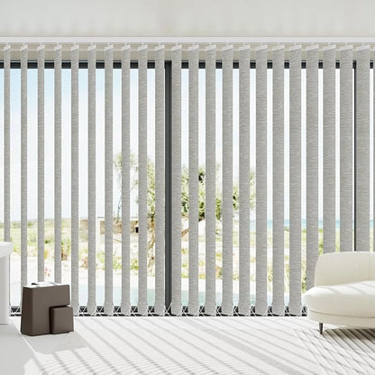 Blindify Motorized Vertical Blinds, Light Filtering Sliding Door Shades Vertical Shades Remote Control Customize, Jacquard Beige