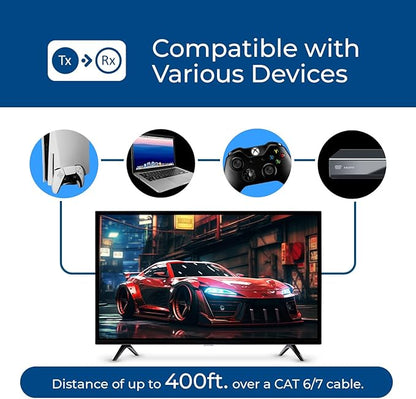 OREI Receiver only for EX-500-K 4K HDMI Extender Over IP CAT6 by One to Many Upto 400 Feet, Send to Multiple Location Over 1G Switch (EX-500-RX)