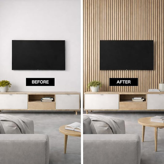 2-Pack Wood Panels for Wall - Acoustic Wood Slat Wall Panels, Soundproof Wooden Paneling for Interior Decor