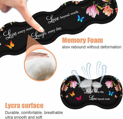 Ergonomic Keyboard Wrist Rest & Mouse Pad Wrist Rest Set,Large XXL Gaming Desk Mat 31.5"x 11.8" with Non-Slip Base, Memory Foam,Easy Typing Pain Relief for Home & Office,Floral Quote Live Laugh Love