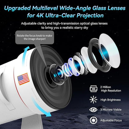 Star Projector,Galaxy Projector Upgraded Clear Lens, 10 Realistic Planetarium Projector Slides Night Lights LED 8 Color for Bedroom, 360° Rotation, 1/2h Timer Function Ultra-Wide Ceiling Projector